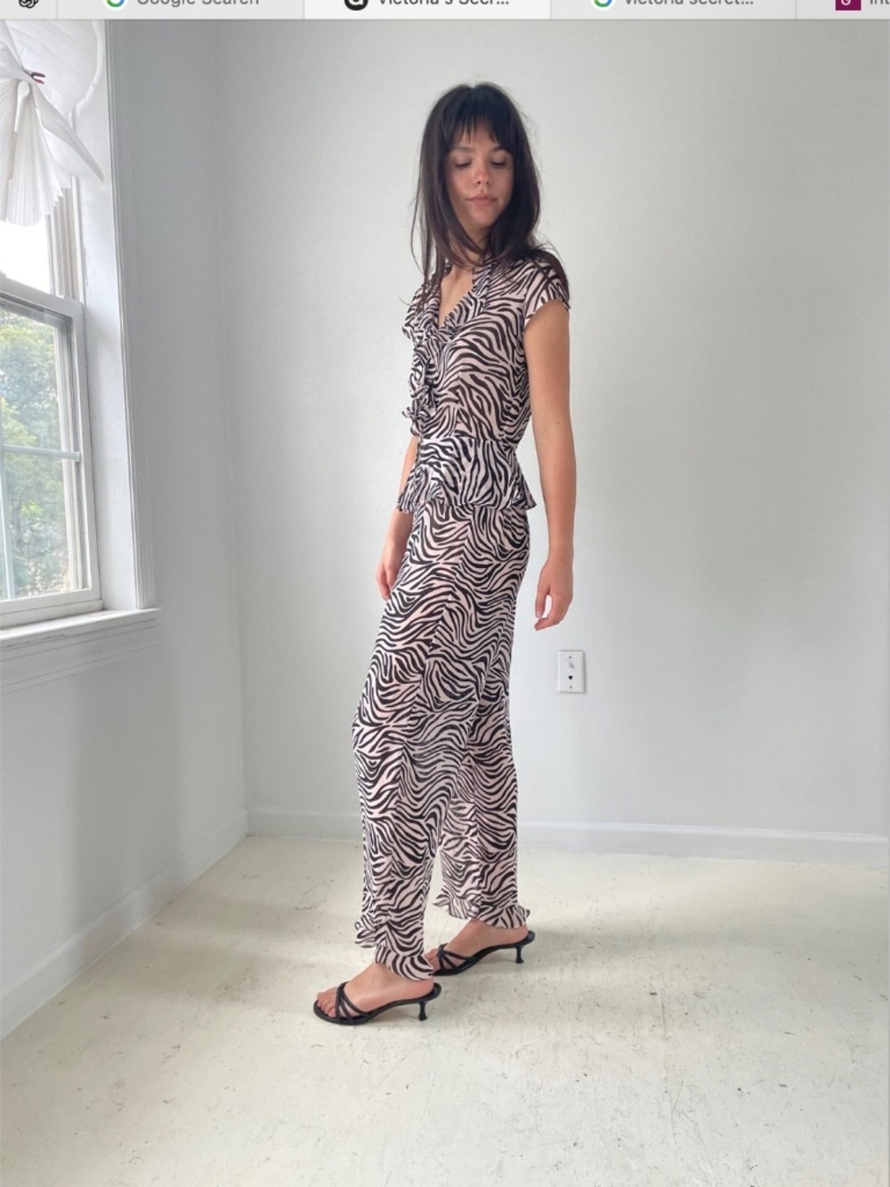 Victoria Secret Semi Sheer Zebra Matching Set Pajama Chic Lounge to Streetwear - Picture 3 of 13